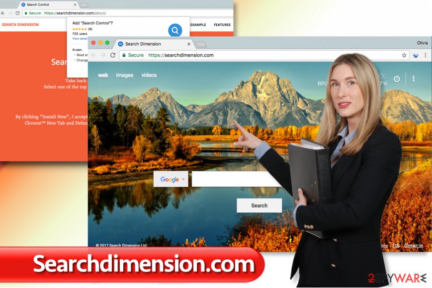 The illustration of Searchdimension.com virus