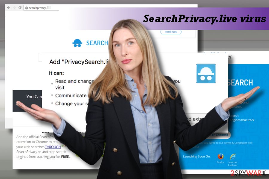 Showing SearchPrivacy.live redirect virus