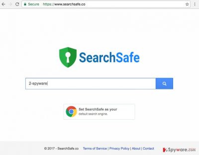 Screenshot of the SearchSafe.co hijacker virus