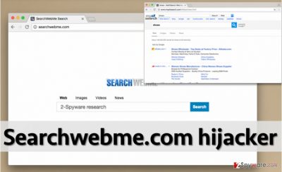 Screenshot of Searchwebme.com virus and search results