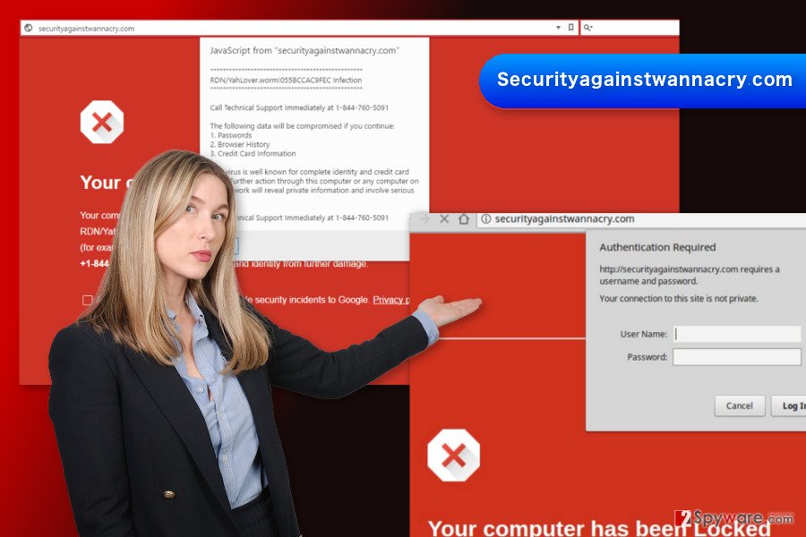 The image of Securityagainstwannacry.com tech support scam virus