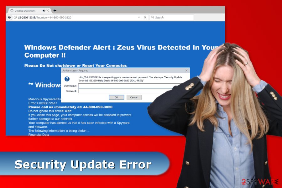 The image of "Security Update Error" scam