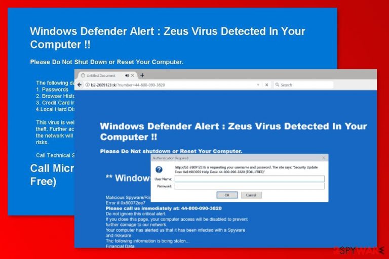 Screenshot of "Security Update Error" virus