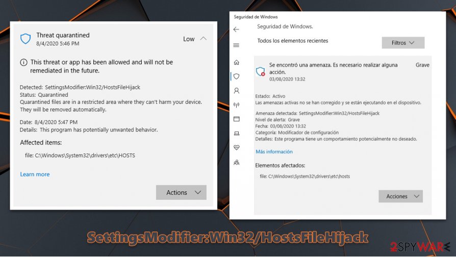 SettingsModifier:Win32/HostsFileHijack