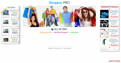 Shopper Pro pop-up ads that can show on the most popular web browsers