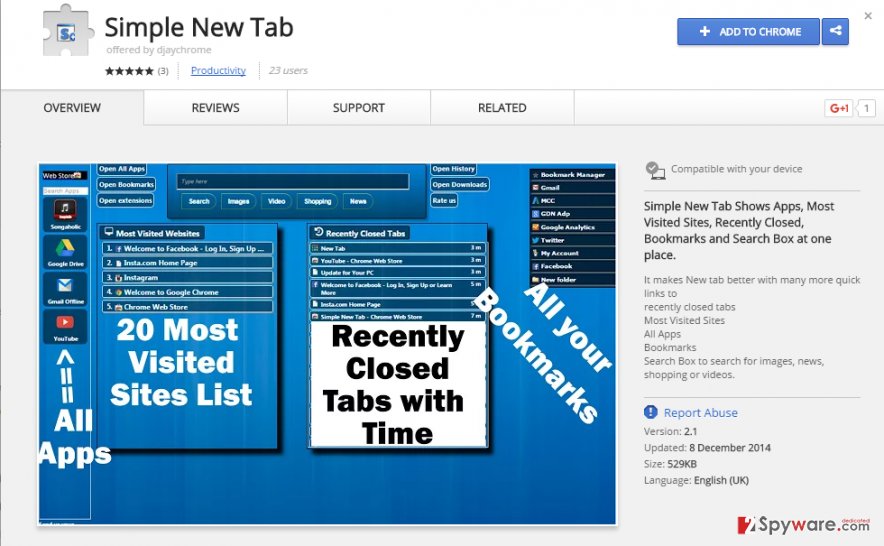 Simple New Tab virus Simple New Tab virus