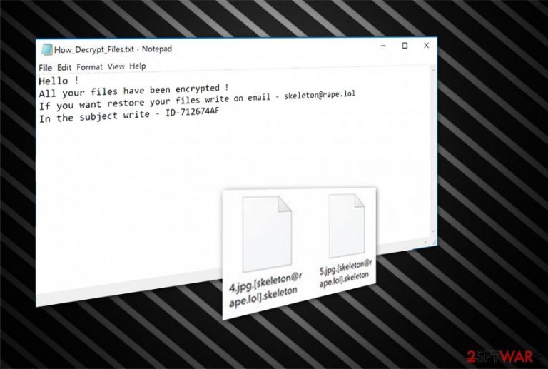 The image of Skeleton ransomware note