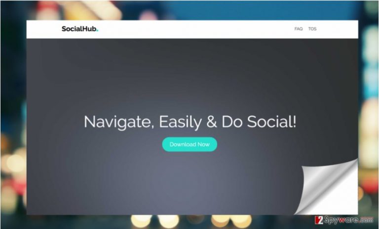 Screenshot of the official SocialHub website