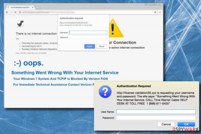Something went wrong with your Internet Service Scam