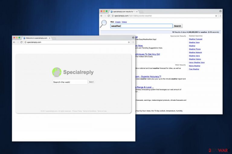 Image of SpecialReply.com browser hijacker