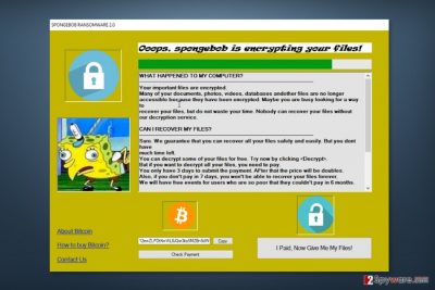 Ransom note by Spongebob ransomware virus