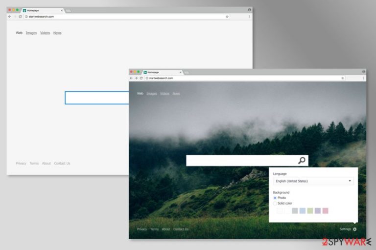 The screenshot of Startwebsearch.com