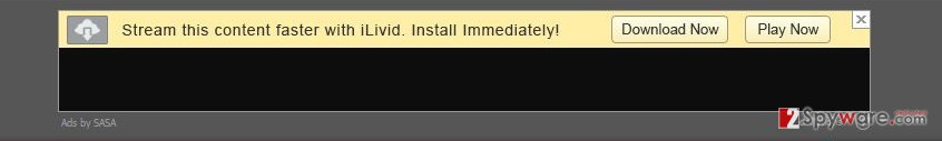 ‘Stream this content faster with iLivid’ popup ‘Stream this content faster with iLivid’ popup