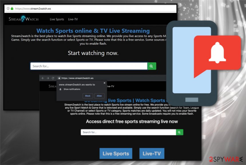 Stream2watch.org pop-up ads