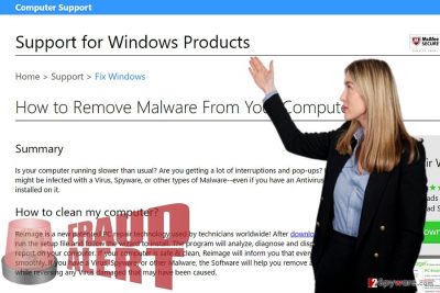 The image of Support for Windows Products scam