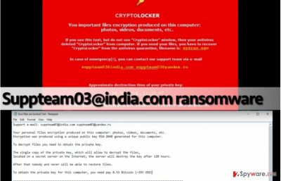 Screenshots of files associated with Suppteam03@india.com virus