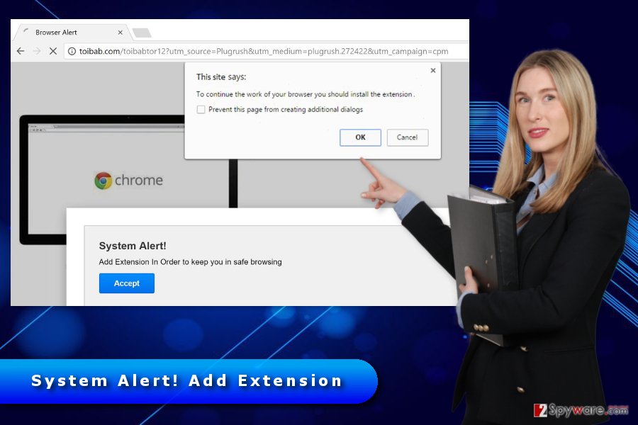 The image of “System Alert! Add Extension" virus