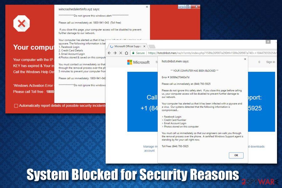 System Blocked for Security Reasons alert