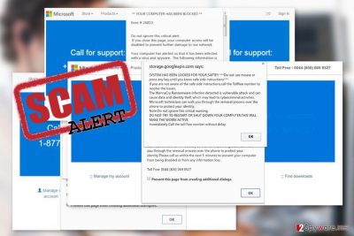 The image of "System Has Been Locked For Your Safety" scam
