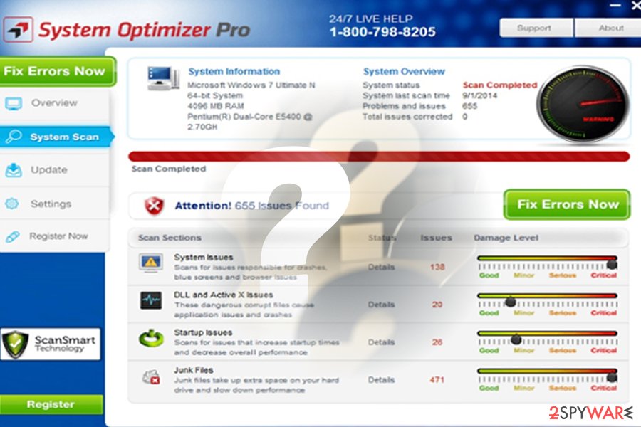 The main window of System Optimizer Pro