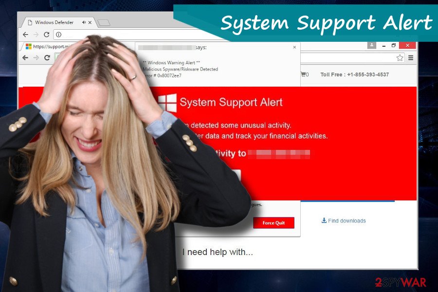 System Support Alert pop-up alert 