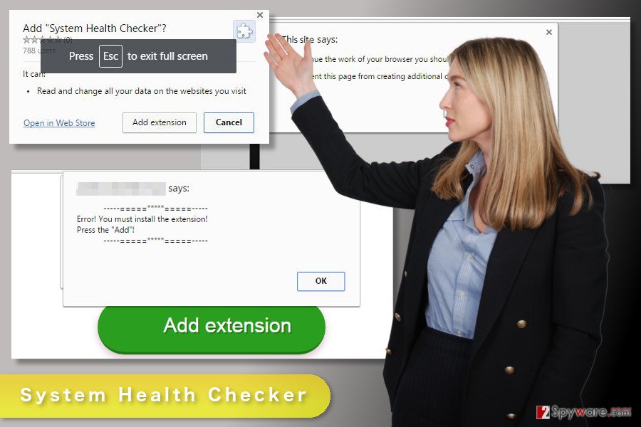 The illustration of System Health Checker virus