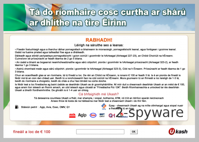 Tá do ríomhaire cosc curtha ar shárú ar dhlíthe na tíre Éirinn Tá do ríomhaire cosc curtha ar shárú ar dhlíthe na tíre Éirinn