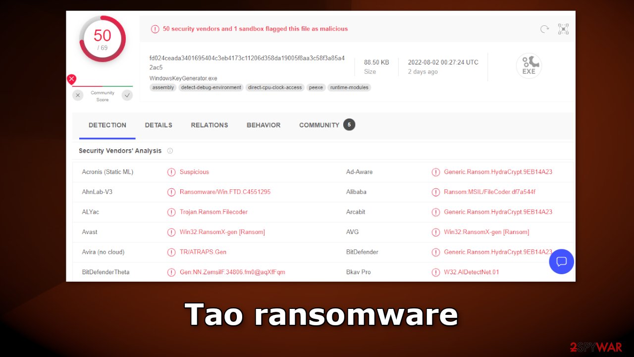 Tao ransomware