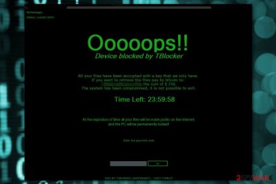 Ransom note by TBlocker ransomware