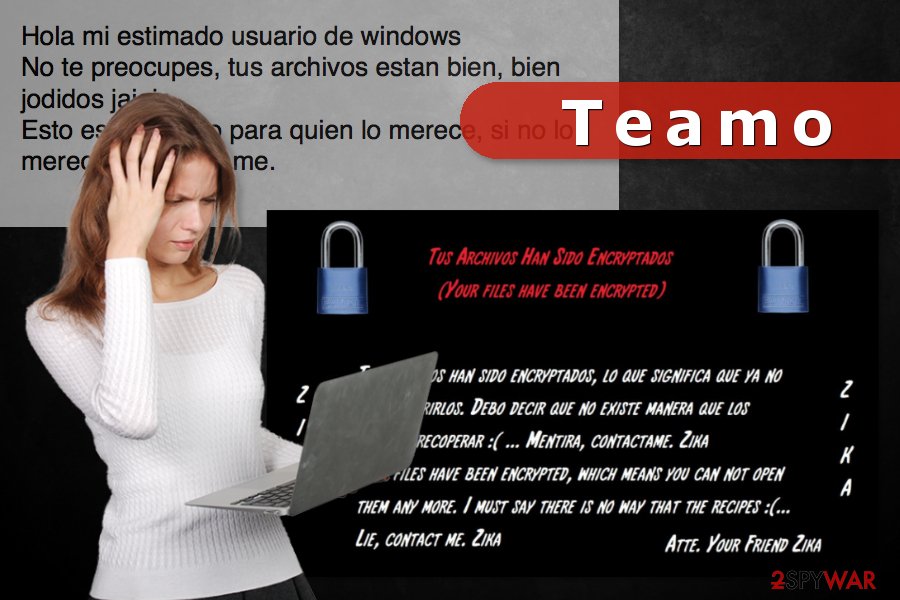 The image of Teamo ransomware attack