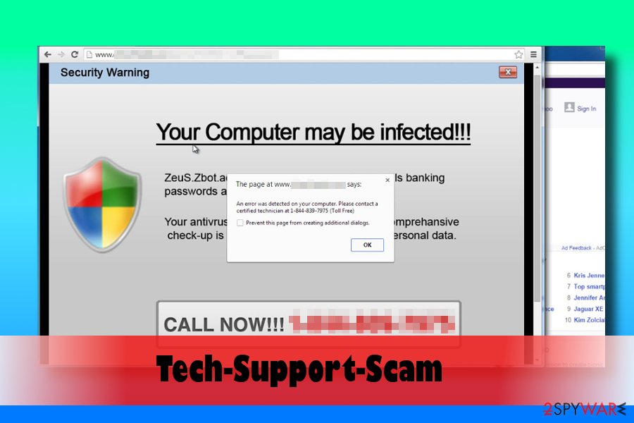 "Warning - Your Computer Is Infected" scam example