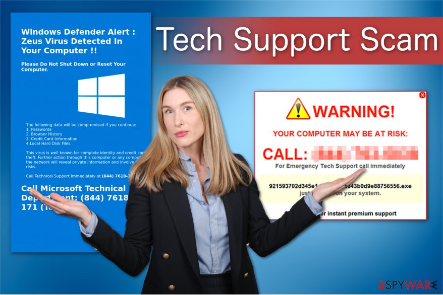 The illustration of Tech Support scam virus