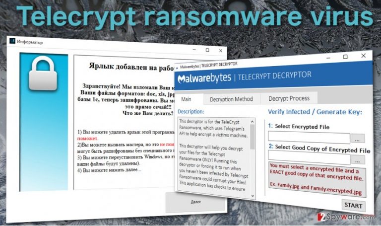 Telecrypt virus and decyptor image