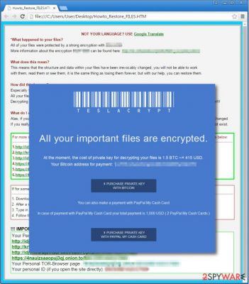 TeslaCrypt 3.0 ransomware