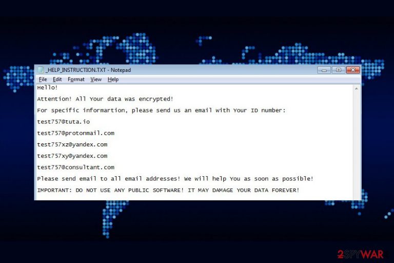 Ransom note by Test ransomware