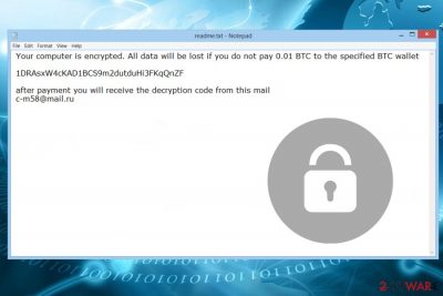 Ransom note by Thanatos ransomware