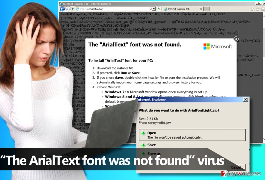 “The ArialText font was not found” malware