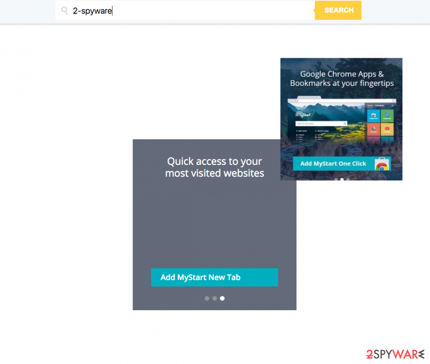 The example if Mystart.com and its offers to change browser settings The example if Mystart.com and its offers to change browser settings