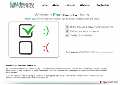 The picture showing the main page of Email Descontos