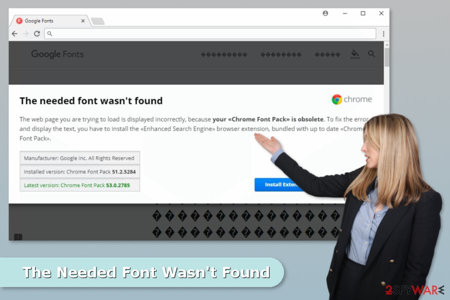 The image of The Needed Font Wasn't Found scam