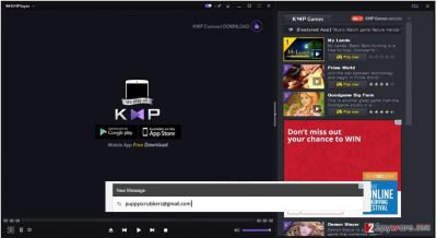 The picture showing KMPlayer ads