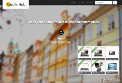 The picture showing Results Hub ads and search engine