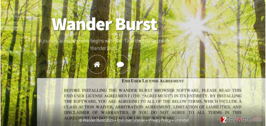 The main page of Wander Burst and its privacy policy The main page of Wander Burst and its privacy policy
