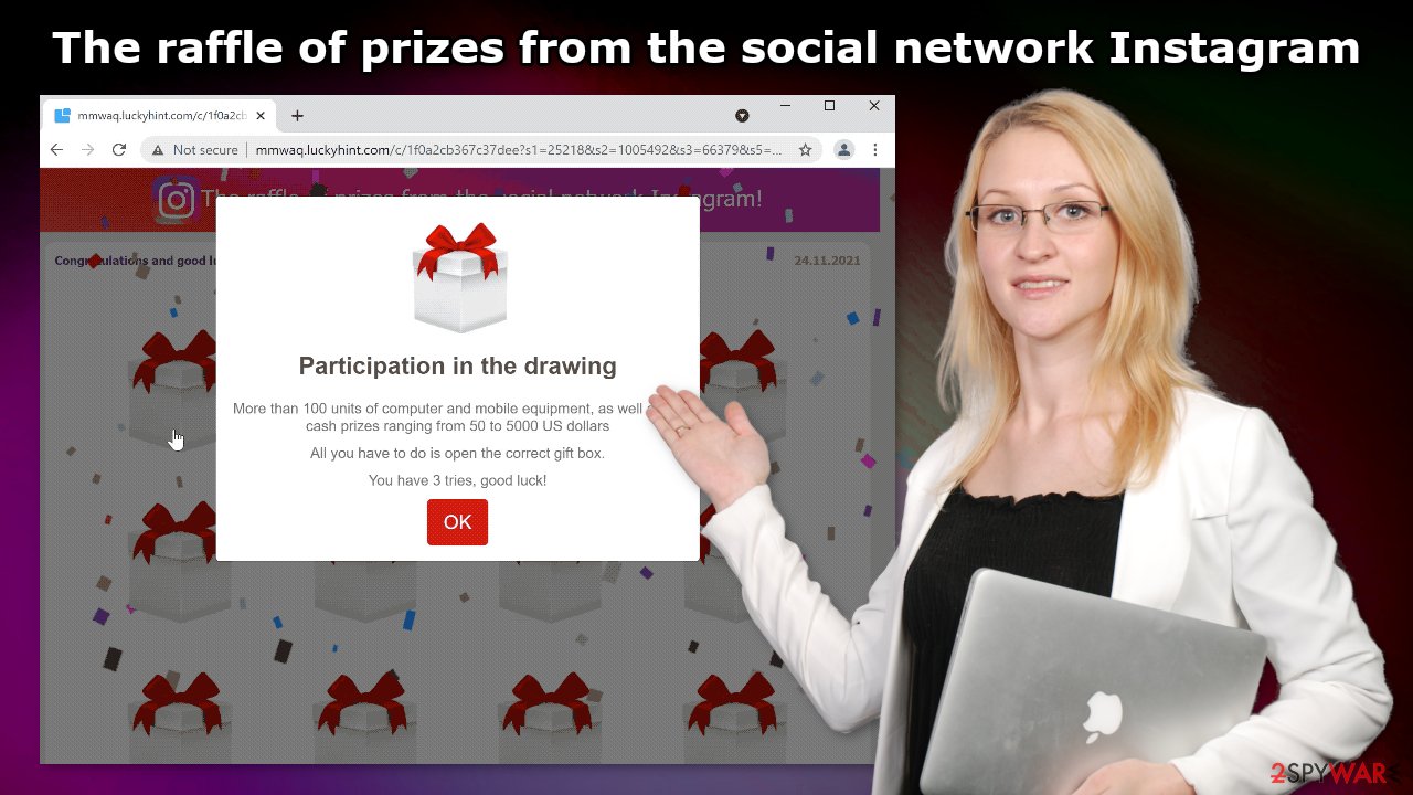 The raffle of prizes from the social network Instagram
