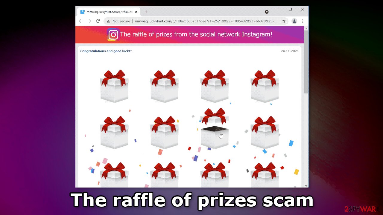 The raffle of prizes from the social network Instagram scam