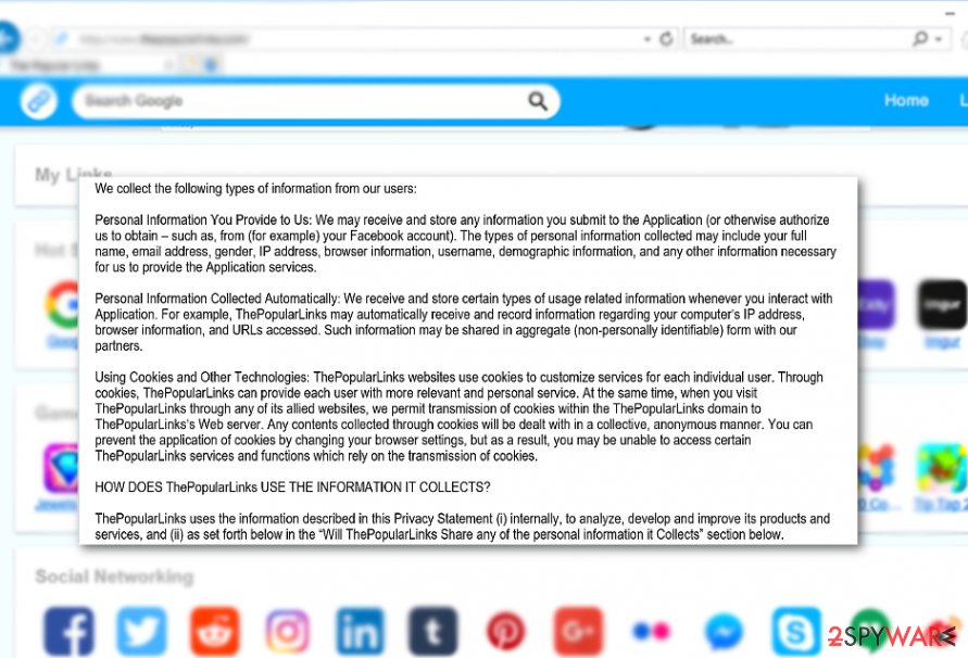 The picture illustrating The Popular Links privacy policy