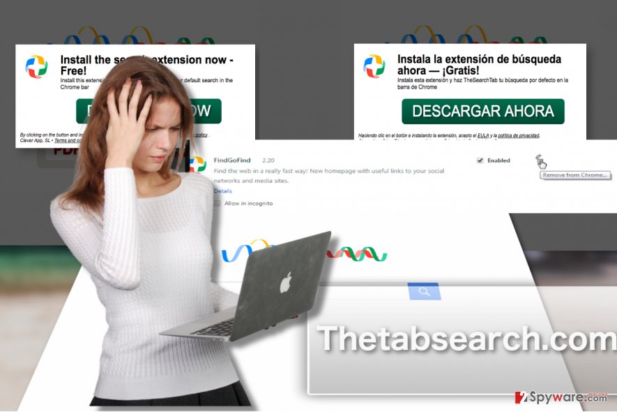 A screenshot of Thetabsearch.com virus