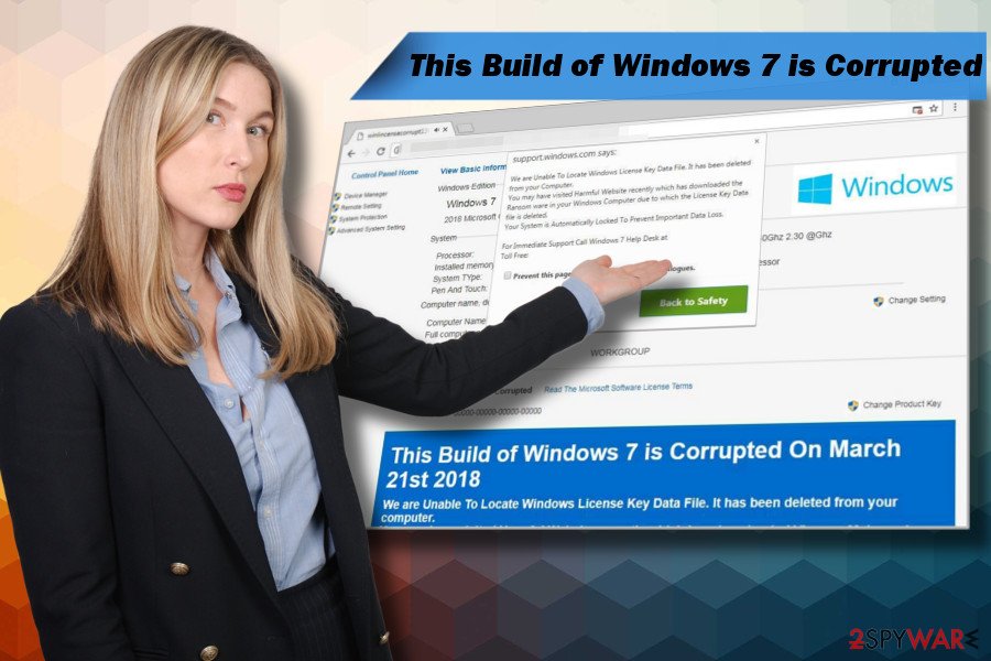 This Build of Windows 7 Is Corrupted Tech-Support-Scam example