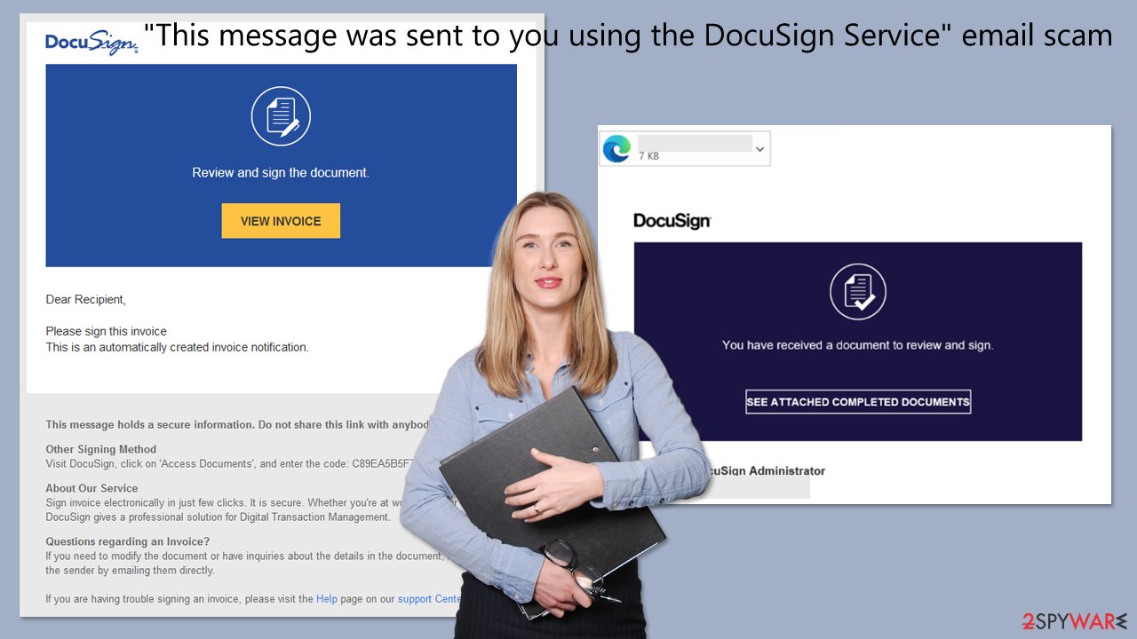 "This message was sent to you using the DocuSign Service" email scam