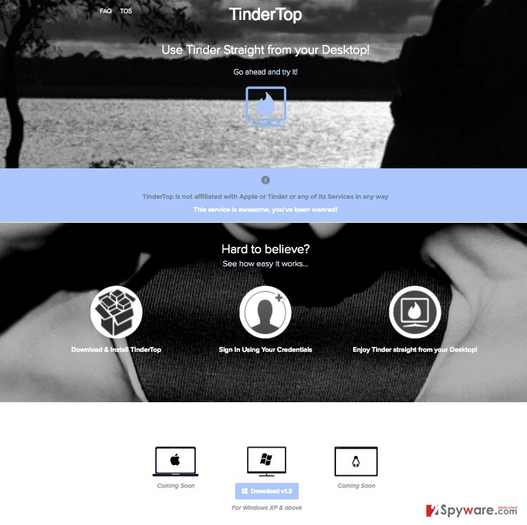 An example of the Tindertop adware website